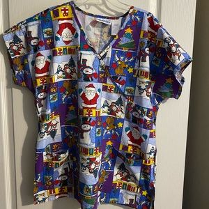 Christmas Scrub Top size medium